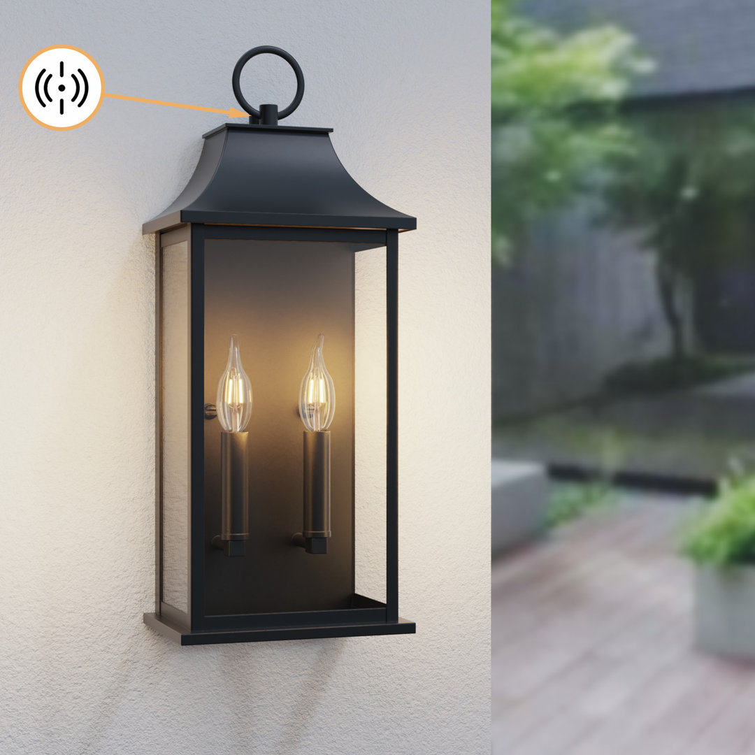 Alletta 2 - Light 21''H Tempered Glass ETL Outdoor Wall Light with Dusk to Dawn
